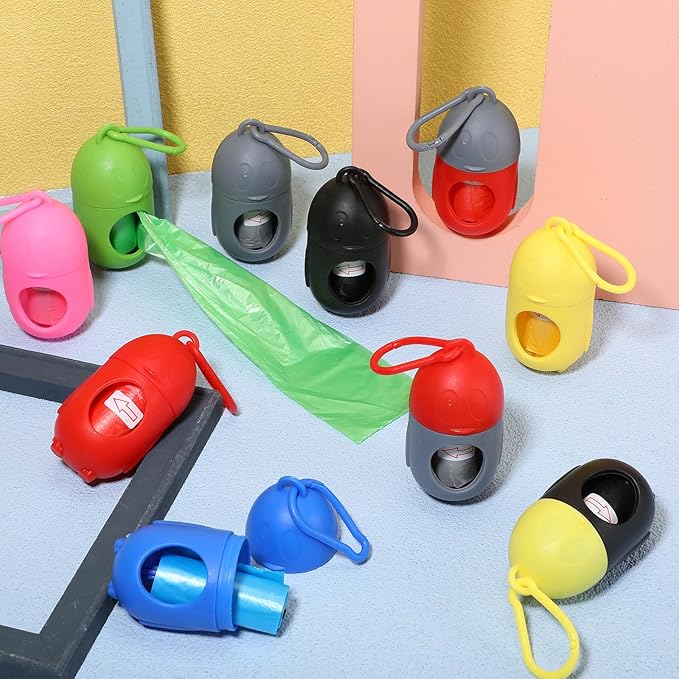 Zhehao 50 Pcs Dog Poop Trash Bag Holder Dispenser Dog Poop Waste Bag Holder Plastic Dog Waste Bag for Leash with Hook and Leak Proof PET Waste Bags for Walking Hiking Camping (Penguin)