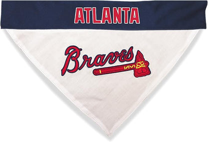 Pets First MLB Atlanta Braves Reversible Bandana Size XX-Large for Dogs & Cats. 2 Sided Sports Bandana,Premium Embroidery Team Logo, All MLB Teams Available