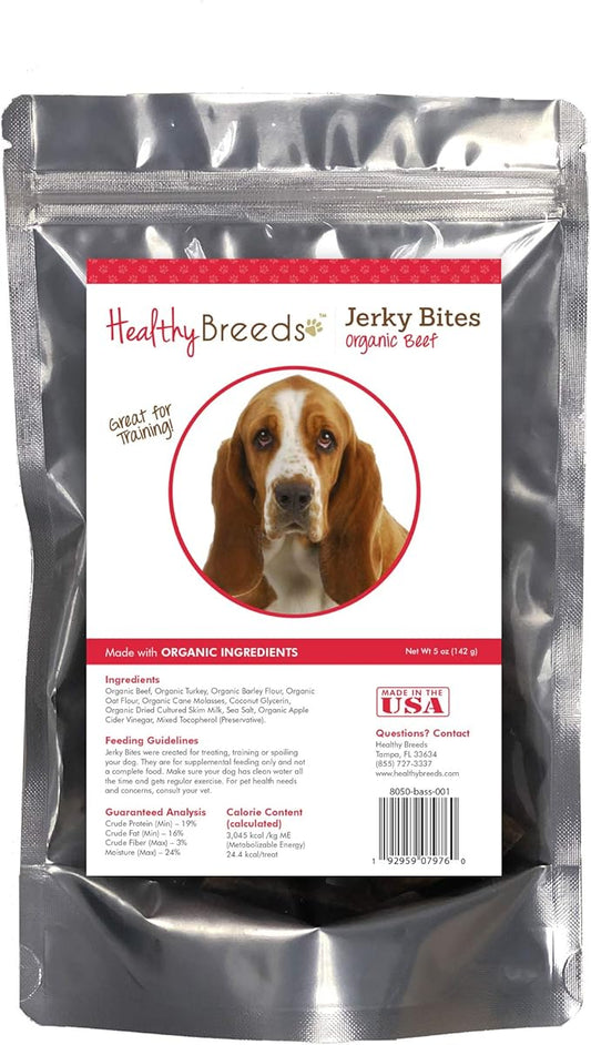 Healthy Breeds Basset Hound Jerky Bites Beef Recipe Dog Treats 5 oz