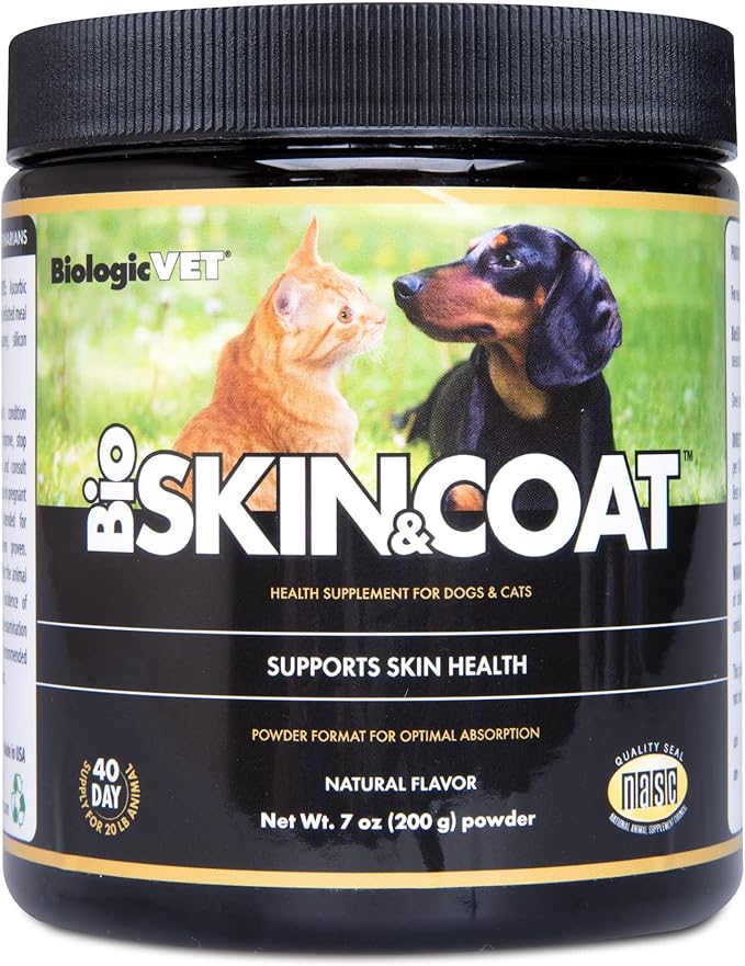 BioSKIN & Coat Natural Antihistamine Supplement for Dogs & Cats, Supports Skin Health and Helps Maintain Normal Histamine Levels, 40-Day Supply for 20-lb. Animal, 7-oz. Powder