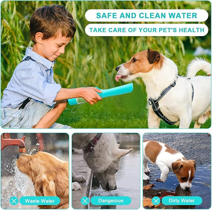 Dog Water Bottle with Food Container - Portable and Multifunctional Dog Water Dispenser for Cats Puppy Drinking and Eating, Detachable Design Combo Cup for Pet Outdoor Walking Travel Hiking
