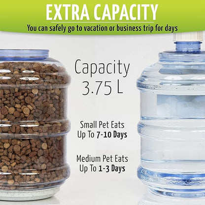 Zone Tech Automatic Pet Feeder and Waterer Dispenser - Premium Quality Durable Self-Dispensing Gravity Pet, Dog, Cat Food Bowl- 1 Gallon Feeder and 3.7 Liters Pet Waterer