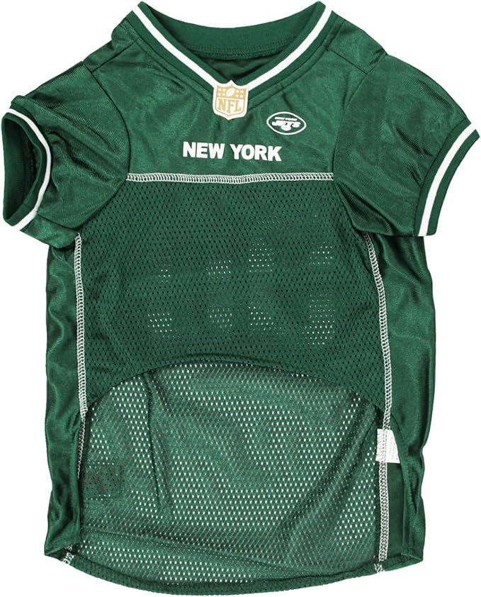 NFL New York Jets Dog Jersey, Size: Large. Best Football Jersey Costume for Dogs & Cats. Licensed Jersey Shirt