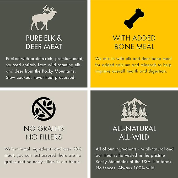 Venison Jerky Dog Treats, Grain Free, All Natural, No Fillers, No Artificial Preservatives - Nature's Purest Dog Treats - 8 oz Bag (2 Pack)