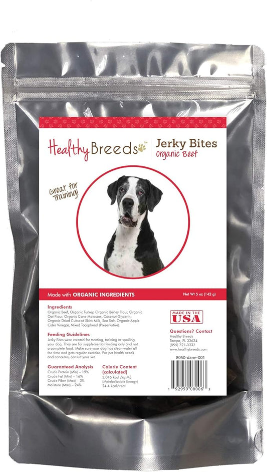 Healthy Breeds Great Dane Jerky Bites Beef Recipe Dog Treats 5 oz