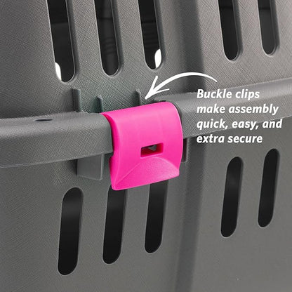 Ferplast Jet Pet Carrier: Value Dog Carrier Suitable for XS Dog Breeds & Small Cats, Assembled Dimensions: 22L x 14.5W x 13H inches, Fuchsia, (73043020PBUS)
