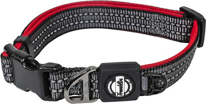 Nylon Dog Collar – Reflective – Franklin Pet Supply Co™ – Comfort Fit – Neoprene – Adjustable – Small – Red
