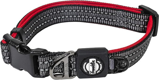 Nylon Dog Collar – Reflective – Franklin Pet Supply Co™ – Comfort Fit – Neoprene – Adjustable – Small – Red