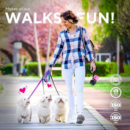 lesotc Portable Dog Water Bottle,Dog Travel Water Bottle Pink,Leak Proof Dog Water Bowl Dispenser,Collapsible Pet Water Bottles for Dogs Essentials,Walking,Hiking Gear,On The Go,Traveling,BPA Free