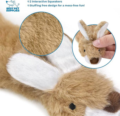 Best Pet Supplies Stuffing Free Squeaky Dog Toys for Small Dogs, Medium Dogs, and Large Dogs, Durable, Best Dog Chew Toy for Teething Puppy, Indoor Play - Hare, Pig, Small