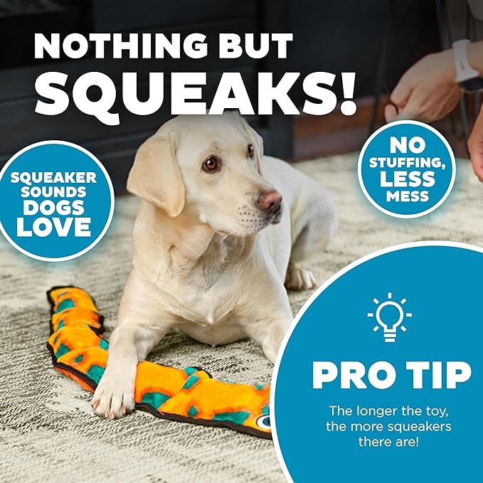 Outward Hound Durablez Orange Snake Plush Dog Toy, XL