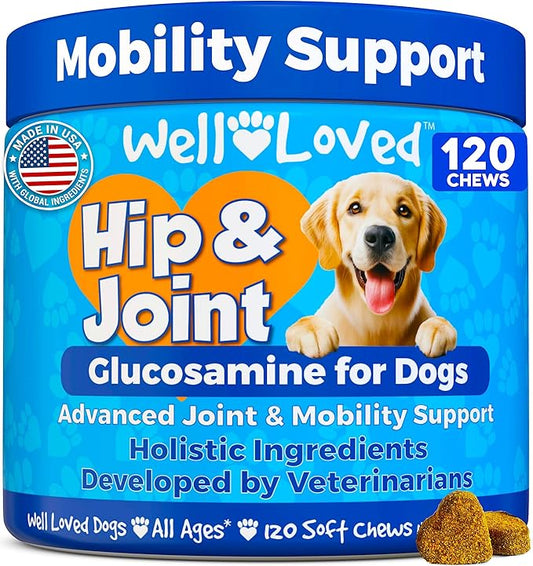 Glucosamine for Dogs - Joint Supplement for Dogs, Made in USA, Vet Developed, Dog Joint Supplement, Glucosamine Chondroitin for Dogs, Advanced Hip and Joint Chews with MSM, Pain Relief, 120
