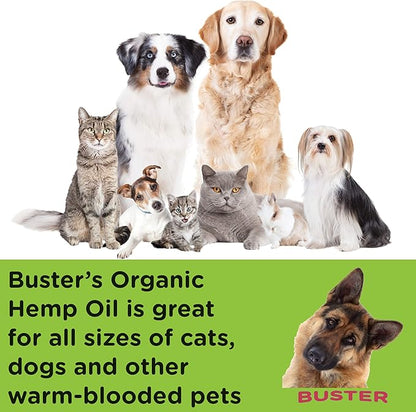 2-PACK Buster's Organic Hemp Oil for Dogs & Pets, 4-MONTH Supply, Large 60ml Bottles, 555,000 Max Potency, Joint Relief, Calming, Miracle Formula, Perfectly Balanced Omega 3, 6, 9, USA