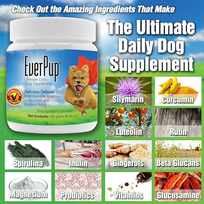 Ultimate Daily Dog Supplement with Glucosamine, Prebiotics, Probiotics, Apoptogens, Vitamins and Minerals for Healthy Joints, Immunity, Digestion, Skin Health