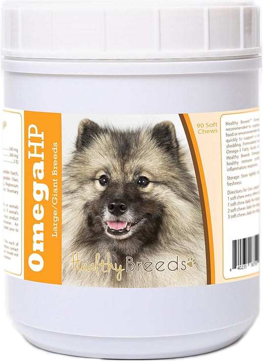 Healthy Breeds Keeshonden Omega HP Fatty Acid Skin and Coat Support Soft Chews 90 Count