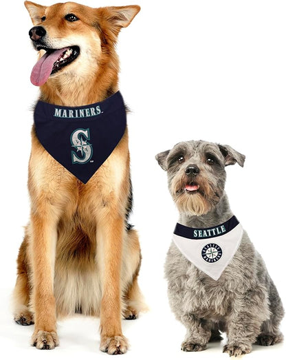 Pets First MRN-3217-S-M MLB Seattle Mariners Reversible Pet Bandana, Small/Medium, MLB Team Color