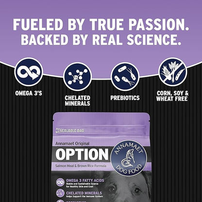 Annamaet Original Option Formula Dry Dog Food, 24% Protein (Salmon & Brown Rice), 12-lb Bag