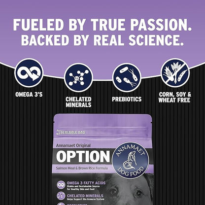 Annamaet Original Option Formula Dry Dog Food, 24% Protein (Salmon & Brown Rice), 5-lb Bag
