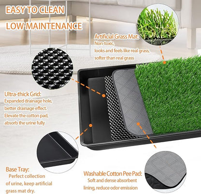 Dog Grass Pad with Tray, Dog Potty Grass for Puppy Training, Artificial Fake Grass for Dogs to Pee on Indoor Outdoor