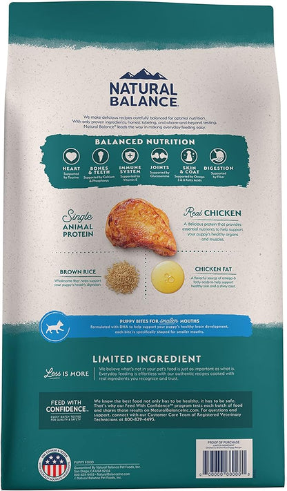 Natural Balance Limited Ingredient Puppy Dry Dog Food with Healthy Grains, Chicken & Brown Rice Recipe, 24 Pound (Pack of 1)