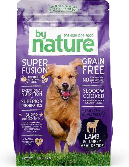 Grain Free Dog Food Made in USA [Grain Free Dry Dog Food with Superfood Ingredients for Food Sensitivities and Immune Health], Lamb & Turkey Meal Recipe, 4 lb. Bag, Brown (77070)