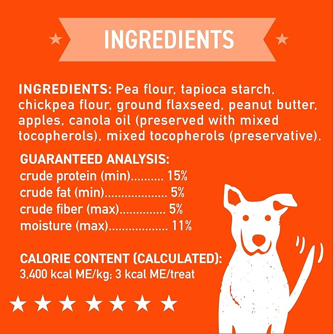Cloud Star Wag More Bark Less Grain Free Mini Biscuits, Bite Sized Crunchy Dog Treats, 7oz Bag, Peanut Butter & Apples, 7 oz.