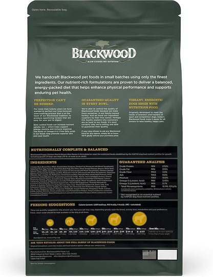 Blackwood Pet Food Blackwood Puppy Food Made in USA Slow Cooked Puppy Dog Food [Natural Puppy Food Dry For All Breeds and Sizes], Chicken Meal & Brown Rice Recipe, 15 lb. bag