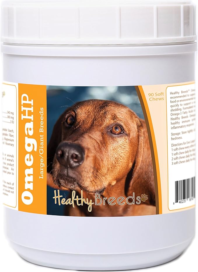 Healthy Breeds Redbone Coonhound Omega HP Fatty Acid Skin and Coat Support Soft Chews 90 Count
