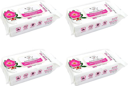 Best Pet Supplies Dog Wipes, Hypoallergenic, Deodorizing, Cleaning for Dogs' Paws, Butt, Face, Grooming, Non-Sticky Formula for Puppy, Cats and Sensitive Skin - 400 Pack, Rejuvenating Rose Hip