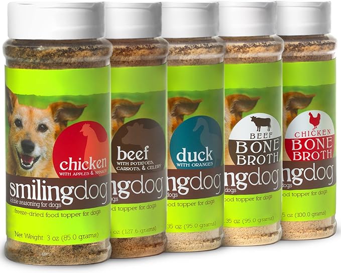 Herbsmith Kibble Seasoning – DIY Raw Coated Kibble Mixer - Dog Food Topper for Picky Eaters [x5 Variety Bundle]]