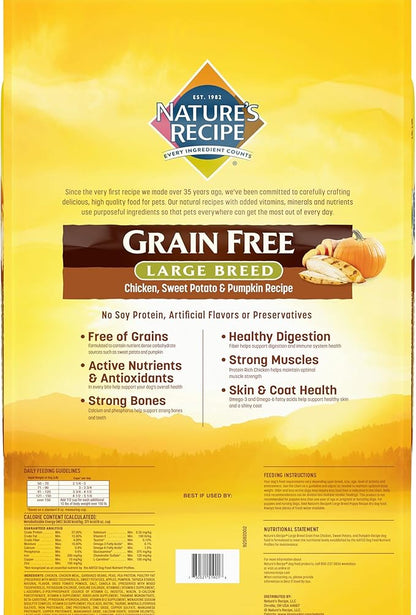 Nature's Recipe Grain Free Large Breed Chicken, Sweet Potato & Pumpkin 24 Pounds Dry Dog Food + Grain Free Chicken Recipes Variety Pack 2.75 Ounce (Pack of 24) Wet Dog Food Bundle