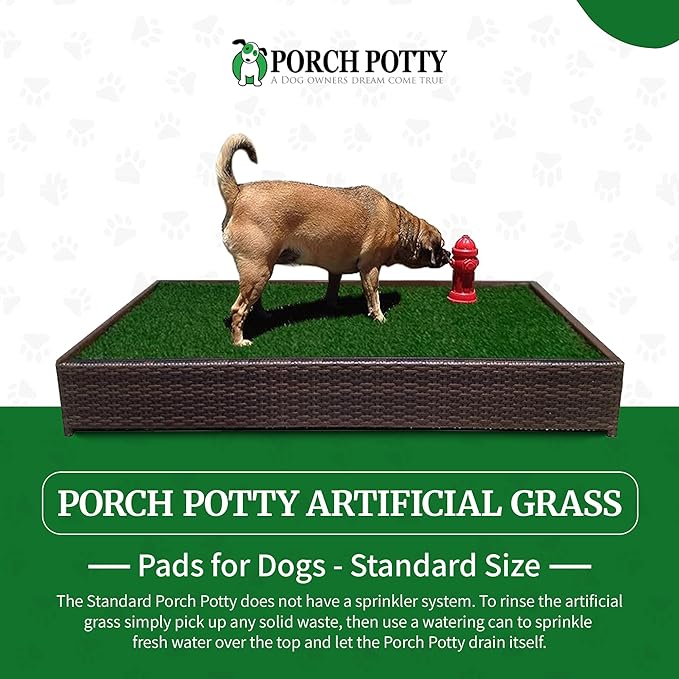 Porch Potty Artificial Grass Potty Pads Without Sprinklers - Standard Size 26x50x7 Reusable Potty Training Pad - Washable Pee Pad for Dogs - Instant Drainage - Quick Absorb - 4x2 Ft Grass Area