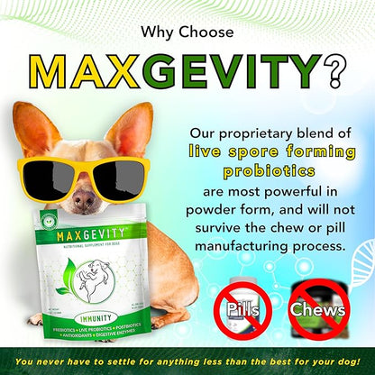 MAXGEVITY Digestive and Immune Support Meal Topper with Superfoods, Live Probiotics, Pre & Postbiotics, Digestive Enzymes, and Antioxidants, Up to 90-Day Supply