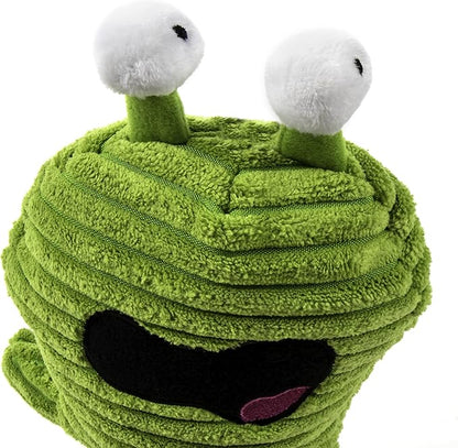 goDog PlayClean Germs Squeaky Plush Dog Toy with Odor-Eliminating Essential Oils, Chew Guard Technology - Green, Small