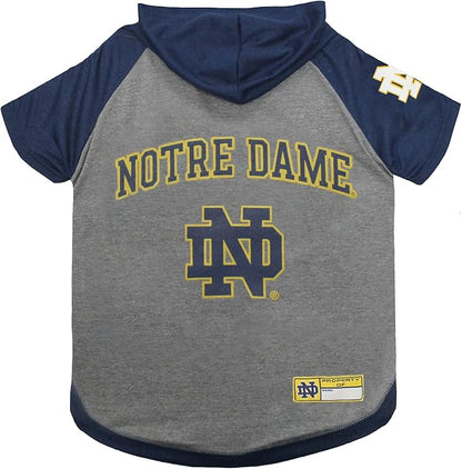 NCAA NOTRE DAME FIGHTING IRISH HOODIE for DOGS & CATS, SMALL COLLEGIATE Licensed DOG HOODY Tee Shirt. Sports HOODY T-Shirt for Pets. COLLEGE Sporty Dog Hoodie Shirt.