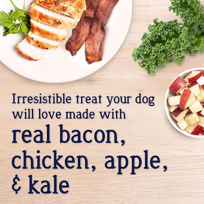 Stewart Freeze Dried Dog Food Topper, PuffTops, Made in USA with Real Bacon, Healthy, Natural, Freeze Dried Dog Treats, Bacon, Chicken, Apple, and Kale Recipe, 6 Ounce Resealable Pouch