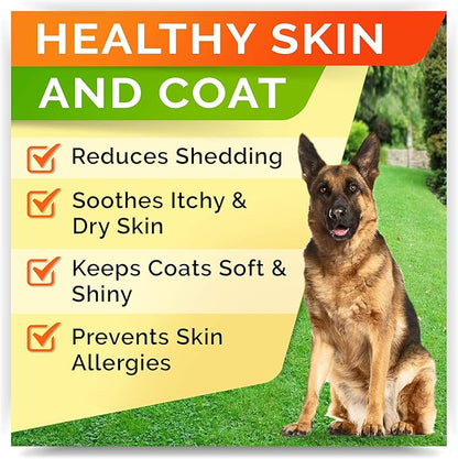StrellaLab Fish Oil Omega 3 Treats for Dogs (180 Treats) - Allergy & Itch Relief - Skin & Coat Supplement - Joint Health - Wild Alaskan Salmon Oil - Shedding, Itchy Skin Relief - Omega 3 6 9 - EPA&DHA