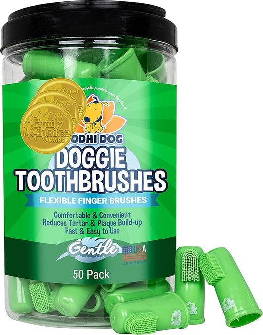 Bodhi Dog Finger Toothbrush for Dogs & Cats | Puppy Toothbrush with Soft & Flexible Silicone Bristles for Pet Dental Care | Easy Teeth Cleaning Dog Finger Toothbrush, 50 Count