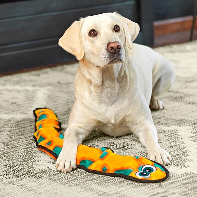 Outward Hound Durablez Orange Snake Plush Dog Toy, XL