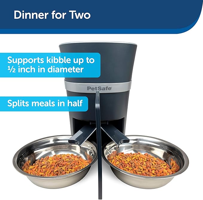 PetSafe 2-Pet Meal Splitter with Bowl - Designed for PetSafe Smart Feed and Healthy Pet Simply Feed Automatic Cat Feeder - No-Mess Food Dispensing - includes Privacy Panel