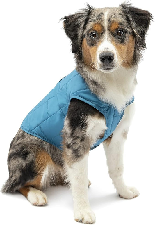 Kurgo Loft Dog Jacket, Reversible Dog Coat, Wear with Harness or Sweater, Water Resistant, Reflective, Winter Coat for Small Dogs (Coastal Blue, S)