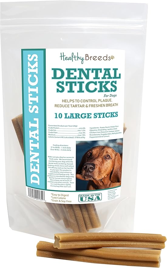 Healthy Breeds Redbone Coonhound Dental Sticks Large 10 Count