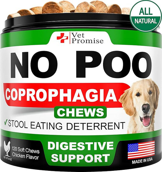 No Poo Chews for Dogs - Coprophagia Stool Eating Deterrent for Dogs - Prevent Dog from Eating Poop - Stop Eating Poop - Probiotics & Digestive Enzymes Supplement - Forbid for Dogs - Made in USA