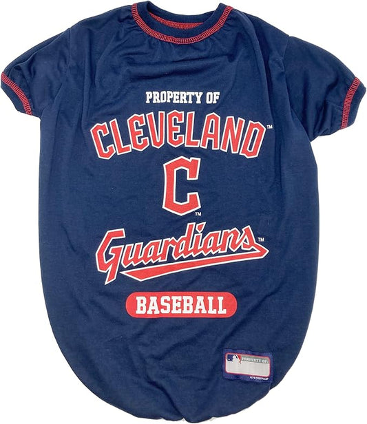 MLB Tee Shirt for Dogs & Cats - Cleveland Guardians Dog T-Shirt, Large.