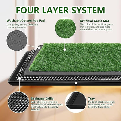 28.7 x 19.6In Dog Grass Pad with Tray Pet Potty Fake Grass Training Mat Artificial Grass for Dogs with Tray on Indoor and Outdoor