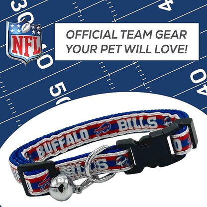 NFL CAT Collar Buffalo Bills Satin Cat Collar Football Team Collar for Dogs & Cats. A Shiny & Colorful Cat Collar with Ringing Bell Pendant
