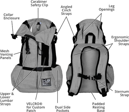 K9 Sport Sack | Dog Carrier Adjustable Backpack (X-Small, Air 2 - Charcoal Grey)