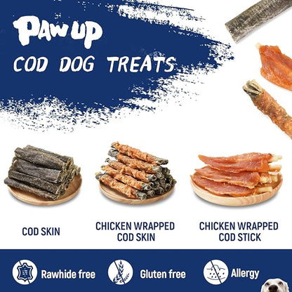 Dog Treats, Cod Skins Dog Treat with Taurine, One-Ingredient Grain-Free Chew Fish Skin Rolls with Rich in Omega3, 8 oz (Cod Skin)