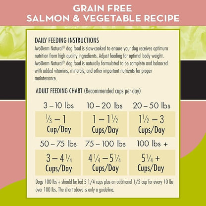 AvoDerm Natural All Life Stages Dry Dog Food, Grain Free, Salmon & Vegetables Recipe, Seafood, 4 Pounds