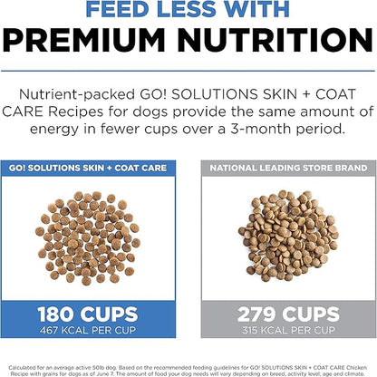 GO! SOLUTIONS Skin + Coat Care - Dry Dog Food, 3.5 lb - Chicken Recipe with Grains for All Life Stages - Complete + Balanced Nutrition for Dogs